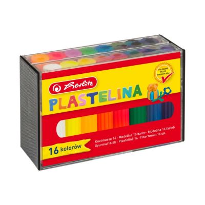 Plastilină herlitz, set 16 culori, economic - cutie plastic