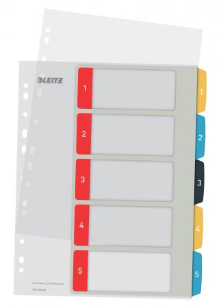 Separator din plastic A4, index 1-5, multicolor, Leitz Cosy