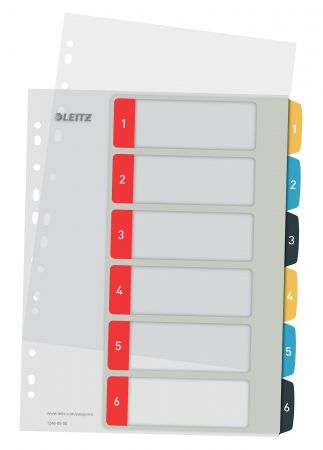 Separator din plastic A4, index 1-6, multicolor, Leitz Cosy