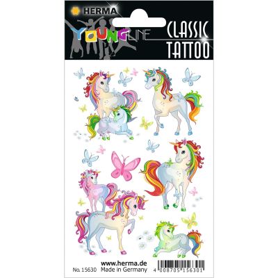 Tatuaje color, unicorn, Herma