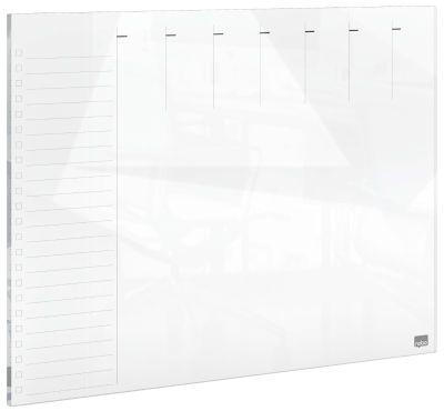 Organizator Impression Pro, saptamanal, sticla, pentru birou, 43x56 cm, marker inclus, alb, Nobo