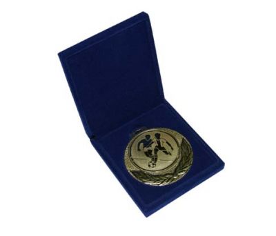 Caseta din plus, 9.5x10.5x2cm, cu fund fix pentru medalii cu ureche 5-7cm, albastru