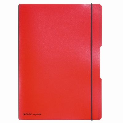 Caiet My.Book Flex A4, 40 file,  matematica, coperta rosu transparent, elastic negru