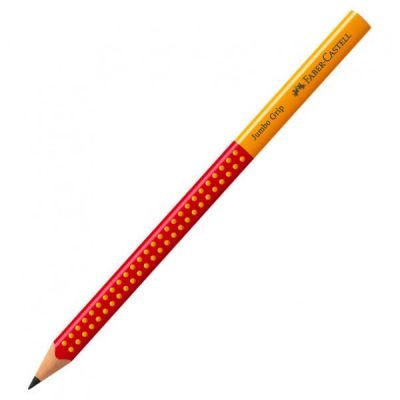 Creion fara guma, Faber-Castell Jumbo Grip, triunghiular, mina B, rosu bicolor
