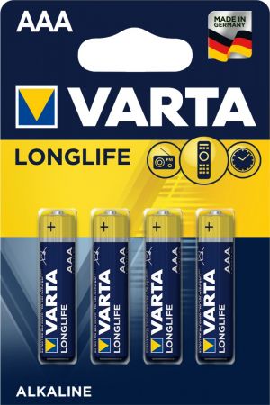 Baterie alcalina LR03(AAA), 1,5V, 4buc/blister, Varta LongLife