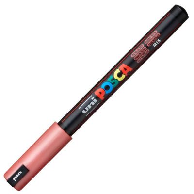 Marker cu vopsea 0.7mm, varf fin, metalic, Uni Posca PC-1MR, rosu metalizat