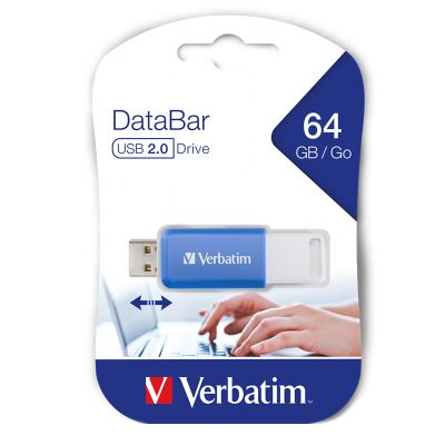 Memorie USB 64GB, USB 2.0, Verbatim DataBar Drive Blue