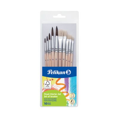 Pensule, 10buc/set, diverse varfuri, Pelikan Starter