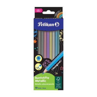 Creioane colorate lacuite, 10culori/set, varf 3mm, metalice
