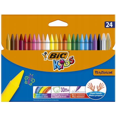 Creioane color, cerate, 24culori, Bic Plastidecor