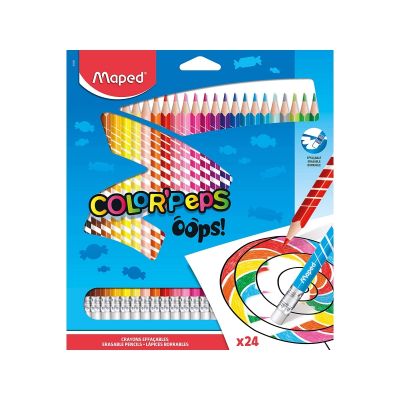 Creioane colorate cu guma, 24culori/set, Oops Color'Peps Maped