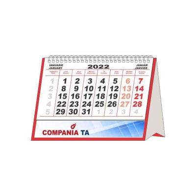 Calendar de birou Premium, rosu, personalizat