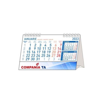 Calendar de birou Standard, albastru, personalizat