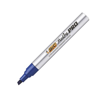 Marker permanent industrial 0.7mm, varf tesit, Bic, albastru