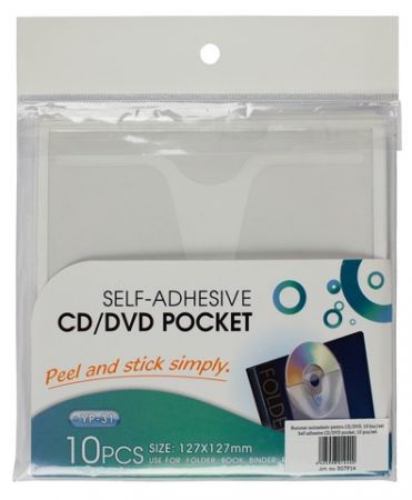 Buzunar autoadeziv pt CD/DVD, 127X127mm