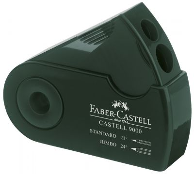 Ascutitoare dubla, cu rezervor, Faber-Castell Sleeve Pastel, verde