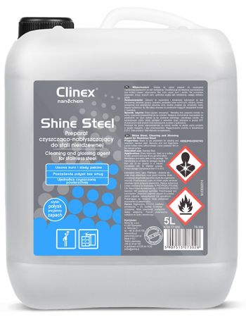 CLINEX Shine Steel, 5 litri, solutie pt. curatare, intretinere suprafete otel inoxidabil
