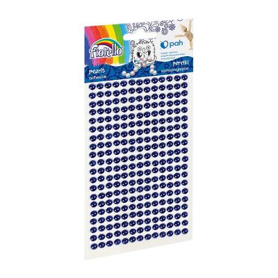 Perle plastic autoadeziv, 3 mm, 260 buc/set, albastru, Fiorello