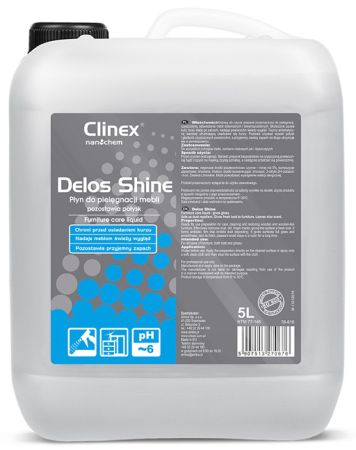 CLINEX Delos Shine, 5 litri, cu pulverizator, solutie pentru curatare si stralucire mobila