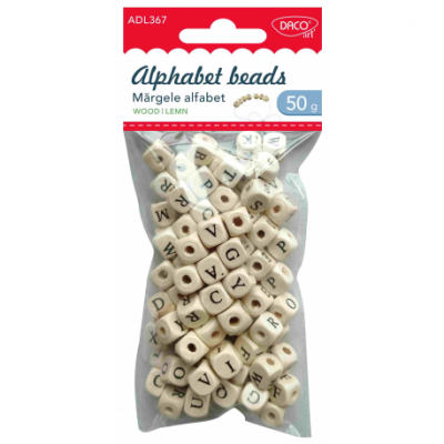 Margele alfabet lemn, 50g/set, Daco