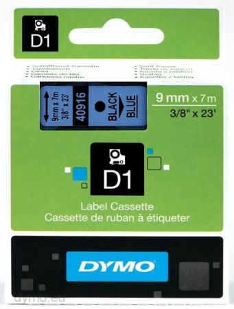 Banda D1, plastic, 9 mm x 7 m, pentru Label Manager 210D Dymo, fond albastru scris negru