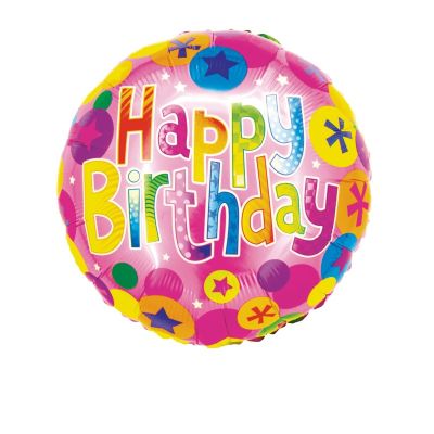 Baloan folie Happy Birthday, roz, 46cm, Daco