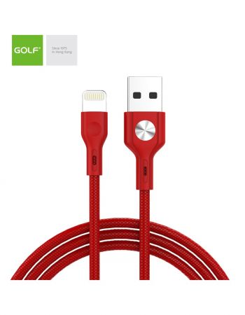 Cablu date/incarcare USB Lightning, rosu, Leather Golf, iPhone 5 / 6 / 7 GC-60I