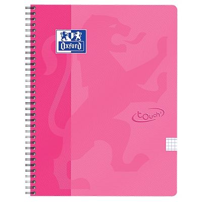 Caiet cu spira A4, 70 file, 4 perf, matematica, coperta carton, Oxford School Touch, roz