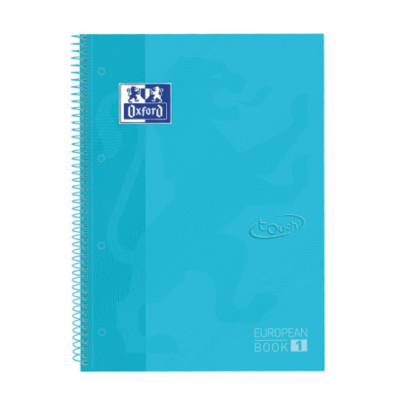 Caiet cu spira A4+, 80 file, matematica, hardcover, Scribzee, Oxford Europeanbook 1, bleu pastel
