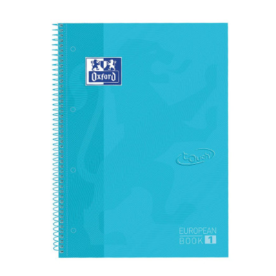 Caiet cu spira A4+, 80 file, dictando, hardcover, Scribzee, Oxford Europeanbook 1, bleu pastel