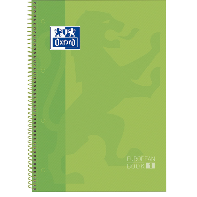 Caiet cu spira A4+, 80 file, dictando, hardcover, Scribzee, Oxford Europeanbook 1, verde