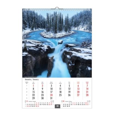 Calendar de perete, Cascade, 12 +1 file, cu agatatoare