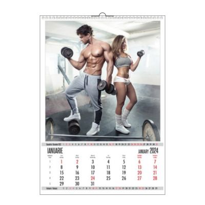 Calendar de perete, Fitness, 12 +1 file, cu agatatoare