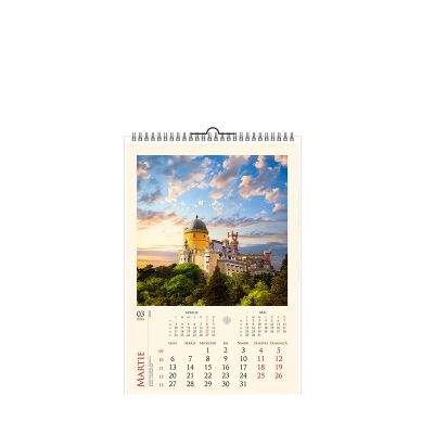 Calendar de perete, Castele, 12 +1 file, EGO, personalizat/cu cap alb