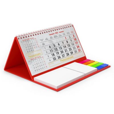 Calendar orizontal de birou cu notes adeziv si index