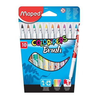 Carioci, 10 culori/set, varf tip pensula, Color'Peps Brush, Maped
