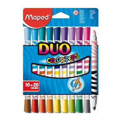 Carioci, 20 culori/set, Color'Peps Duo, 10 carioci cu 2 varfuri, Maped