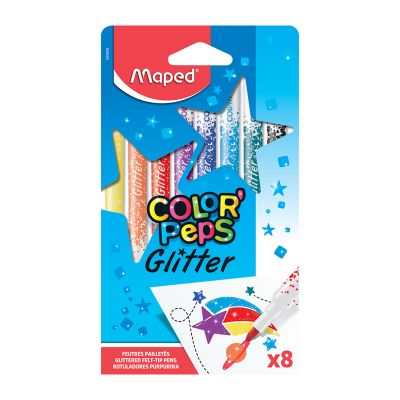 Carioci, 8 culori/set, cu sclipici, Color'Peps Glitter, Maped