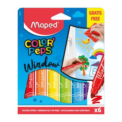 Carioci, 6 culori/set, Color'Peps pentru geam, Maped