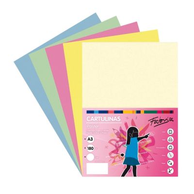 Carton color A3, 180g/mp, 25coli/top, Fabrisa, fildes pastel