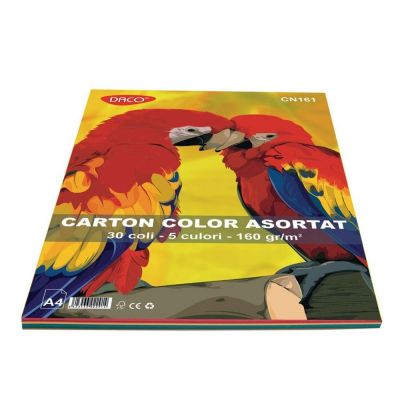 Carton color MIX A4, 160g/mp,  30coli/top, 5culori, Daco