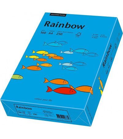 Carton color A4, 160g/mp, 250coli/top, Rainbow_albastru intens