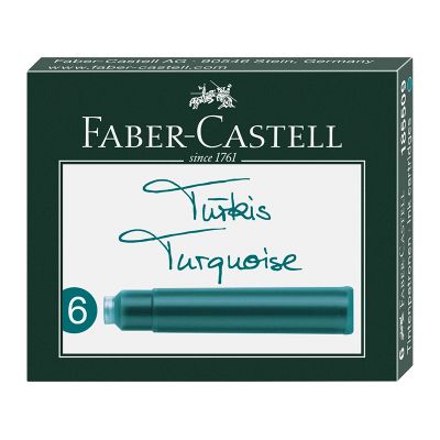 Patroane cerneala mici, 6buc/cut, Faber-Castell, turcoaz