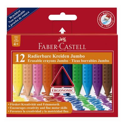 Creioane color plastic Jumbo Grip, 12culori, Faber-Castell