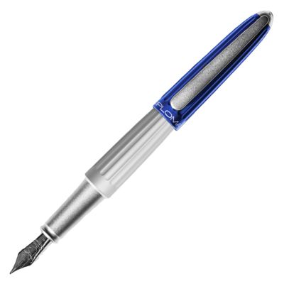 Stilou cu penita M, din otel inoxidabil Diplomat Aero blue silver limited edition