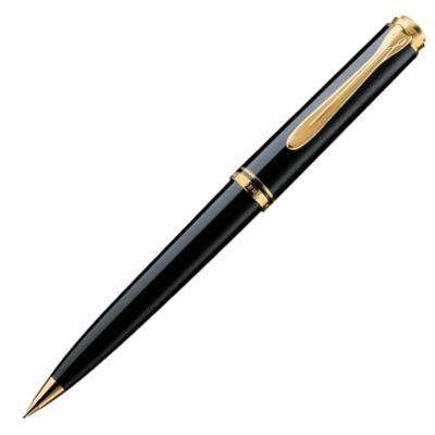 Creion Mecanic Souveran D600, mina 0.7 mm, accesorii placate cu aur, Pelikan, negru