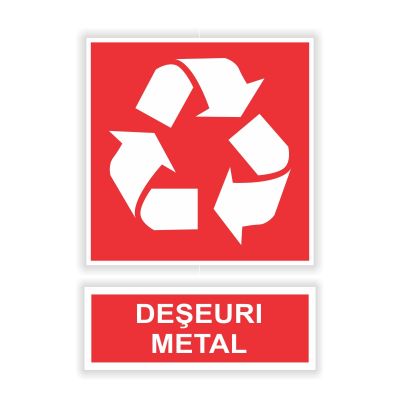 Semn indicator Deseuri metal, A5 Komatex + autocolant plastic