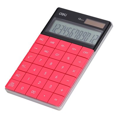 Calculator de birou, 12digiti, Modern Deli, rosu