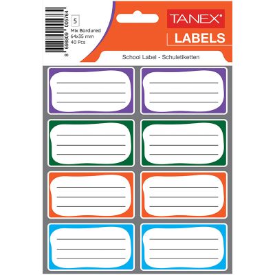 Etichete autoadezive scolare, 40buc/set, Tanex, diferite culori