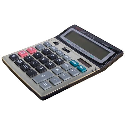 Calculator de birou, 16digiti, 15.5x20 cm, front metalic, model 2716